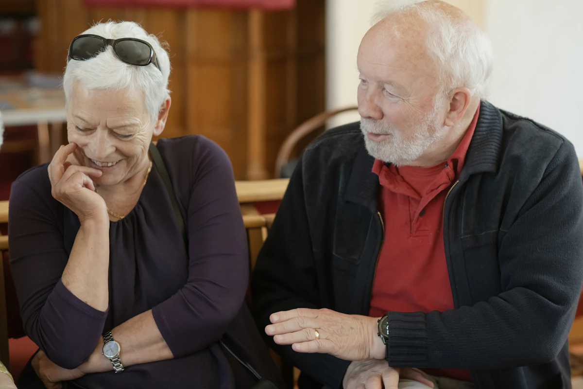 An older couple sharing a conversation